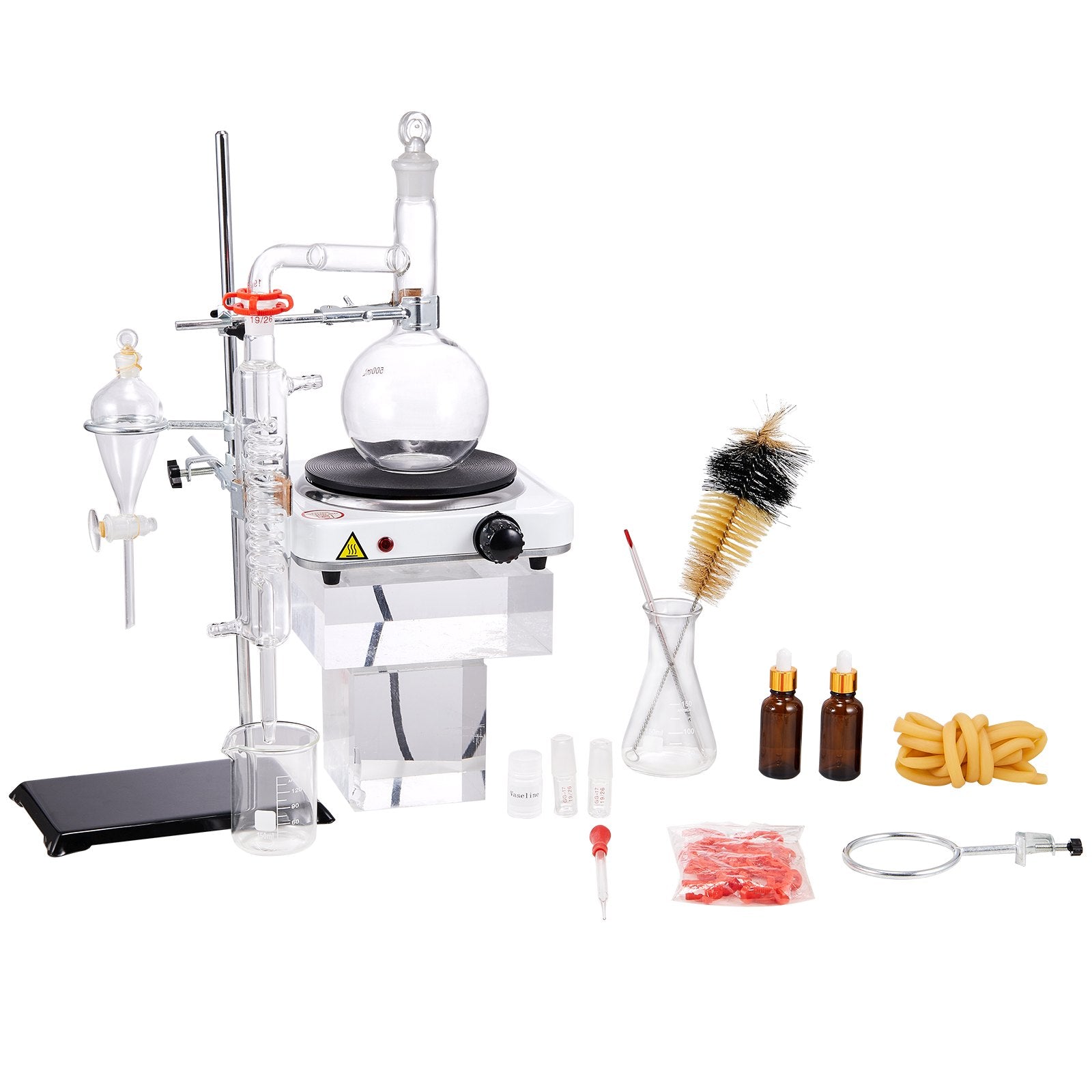 Essential Oil Distillation Kit, 500ml Distillation Apparatus, 3.3 Boro Lab Glassware Distillation Kit with V952-JYTQBLZZJPDJRG1A4V3