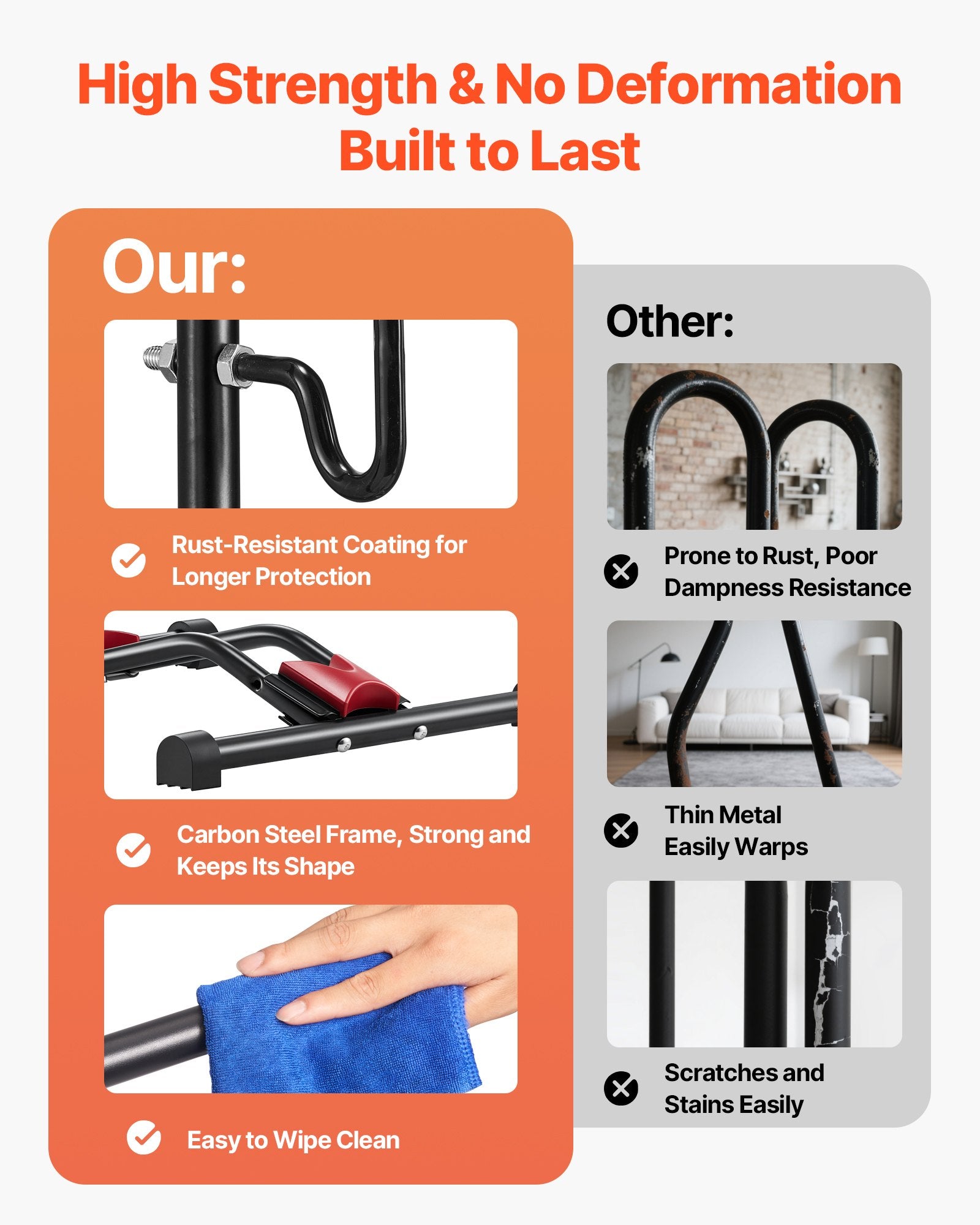 Bike Rack, Upright Bike Stand Floor for 406.4 to 700 mm Mountain & Road Bikes, Vertical & Horizontal Bicycle V952-JYZXCTFJHSHJ435N7001V0