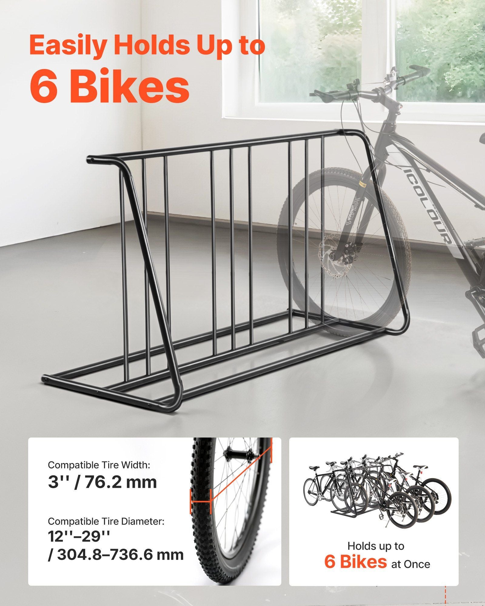 Bike Rack, Fits Tire Width 3 Inch/76.2 mm, Carbon Steel Double-Sided Grid Bike Rack Stand, Freestanding V952-JYZXCTFJHSHJKX23S001V0