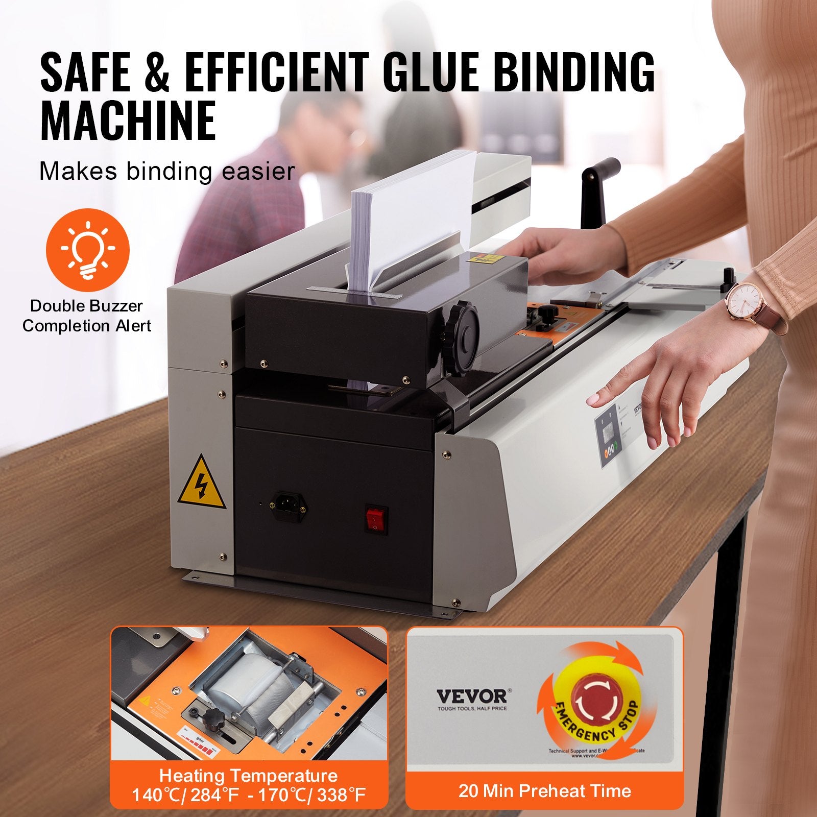 Thermal Binding Machine, 400 Sheets Capacity Hot Glue Binding Machine, Thermal Book Binder 40mm Binding V952-JZJ20400Z12649PLHV3