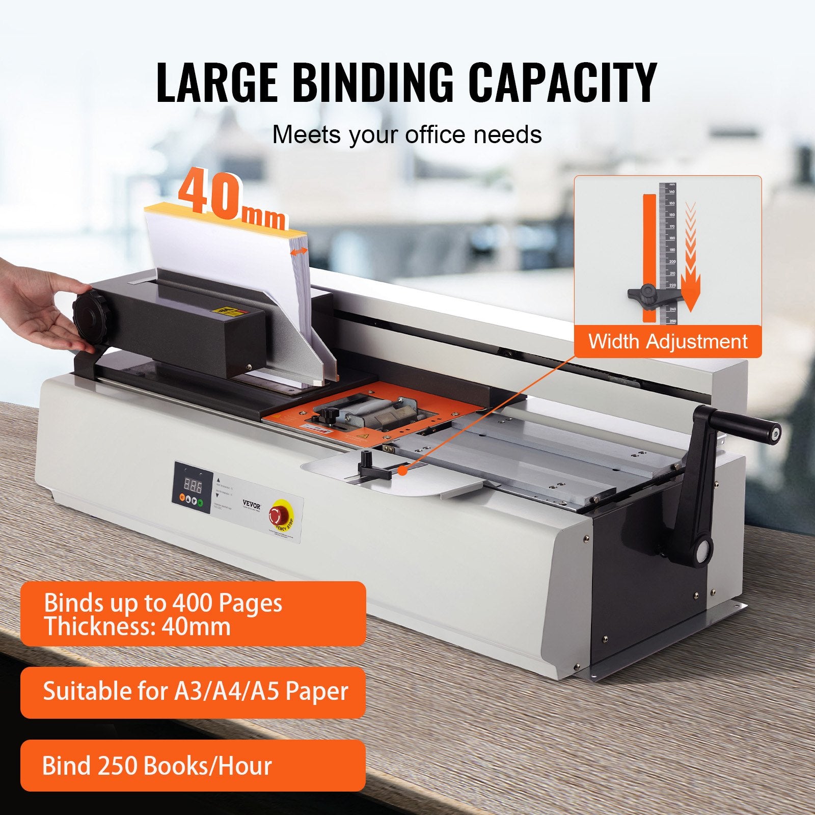 Thermal Binding Machine, 400 Sheets Capacity Hot Glue Binding Machine, Thermal Book Binder 40mm Binding V952-JZJ20400Z12649PLHV3