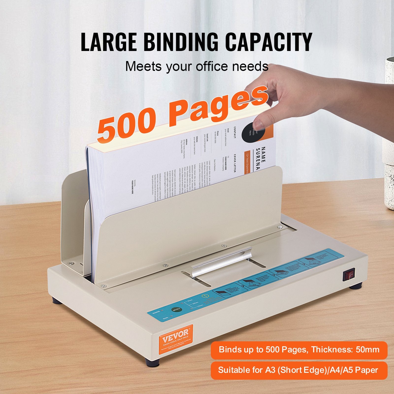 Thermal Binding Machine, 500 Sheets Capacity Book Binding Machine, Thermal Book Binder 50mm Binding Thickness V952-JZJ20500Z126NIUG7V3