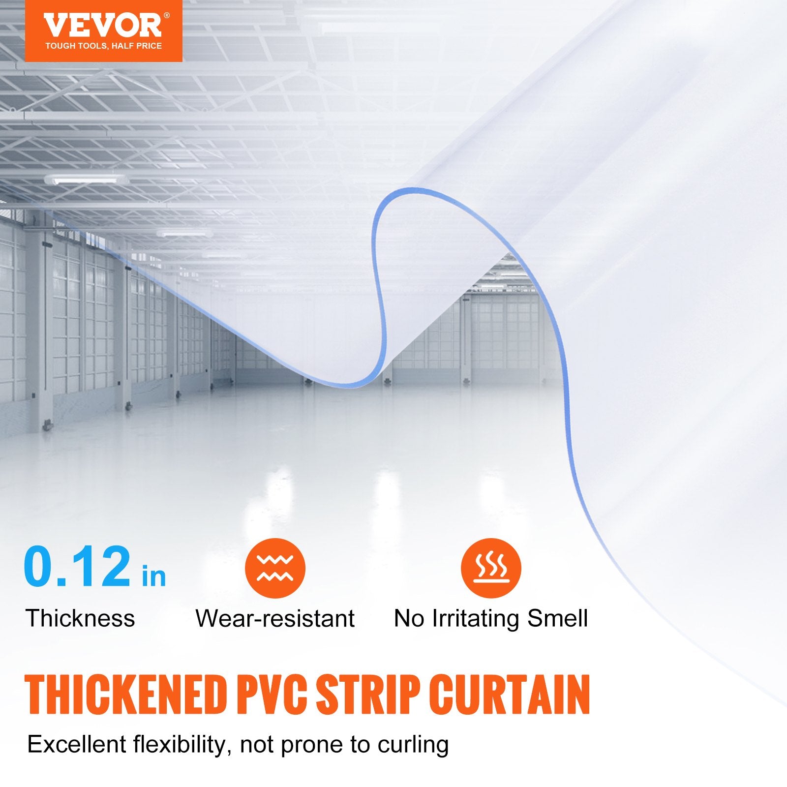 Strip Curtain, 3048 cm L x 30.5 cm W x 3 mm Thickness, Clear PVC Smooth Curtain Strip Door Bulk Roll, Plastic V952-JZMLJZGHMWJCMPNQ4V0