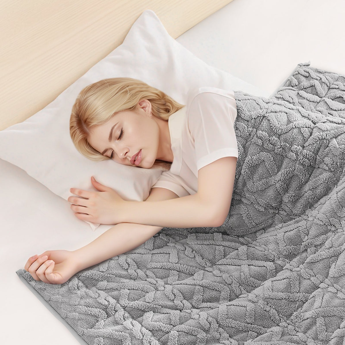 Weighted Blanket, 9 kg, 1524 x 2032 mm Queen Size, Sherpa Fleece Heavy Blanket with Glass Beads, Soft Warm V952-JZMTYGRTHRT2DXUNJ001V0