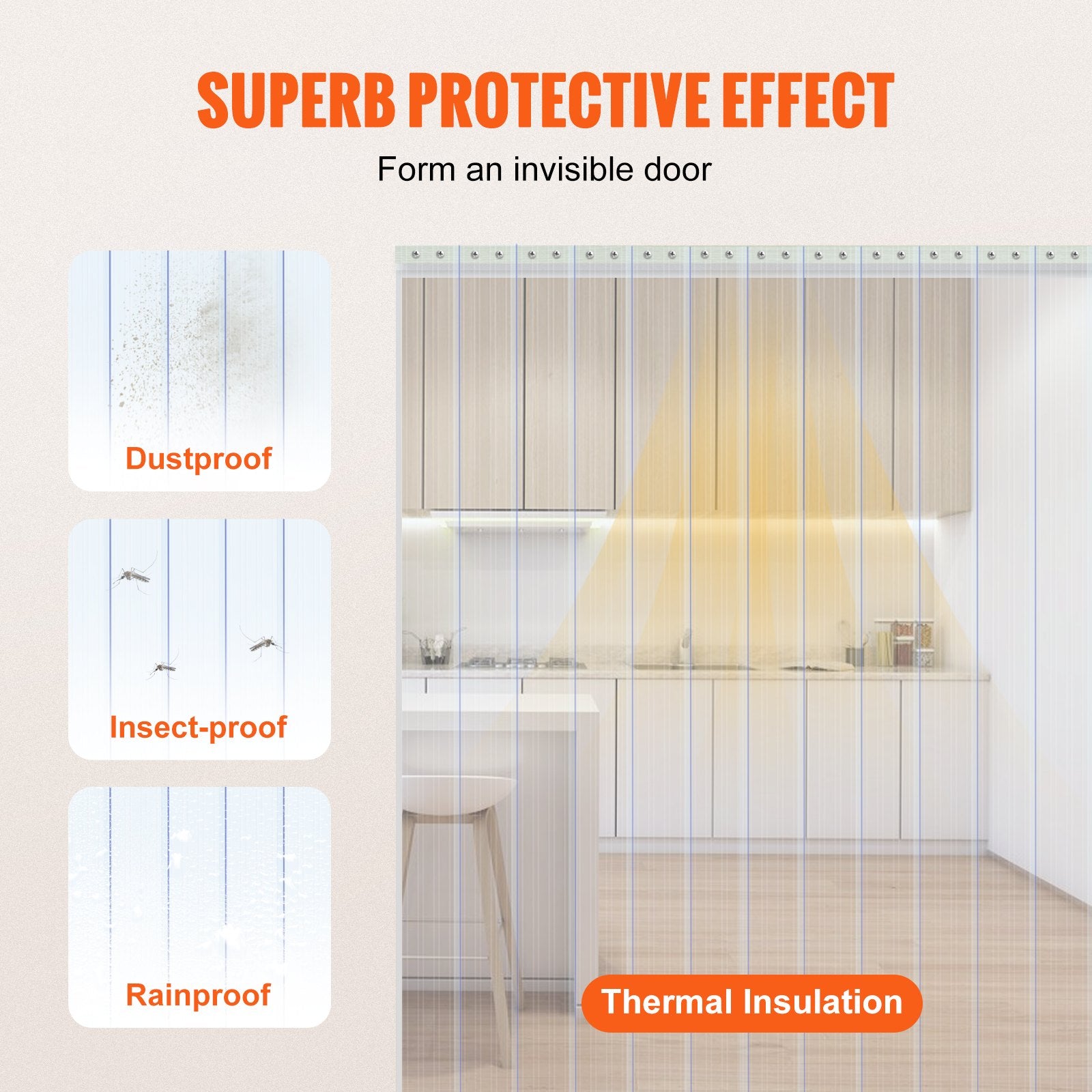 Strip Curtain, 2286 cm L x 20 cm W x 2 mm Thickness, Clear Ribbed PVC Curtain Strip Door Bulk Roll, Plastic V952-JZPVC75X81PCS684SV0