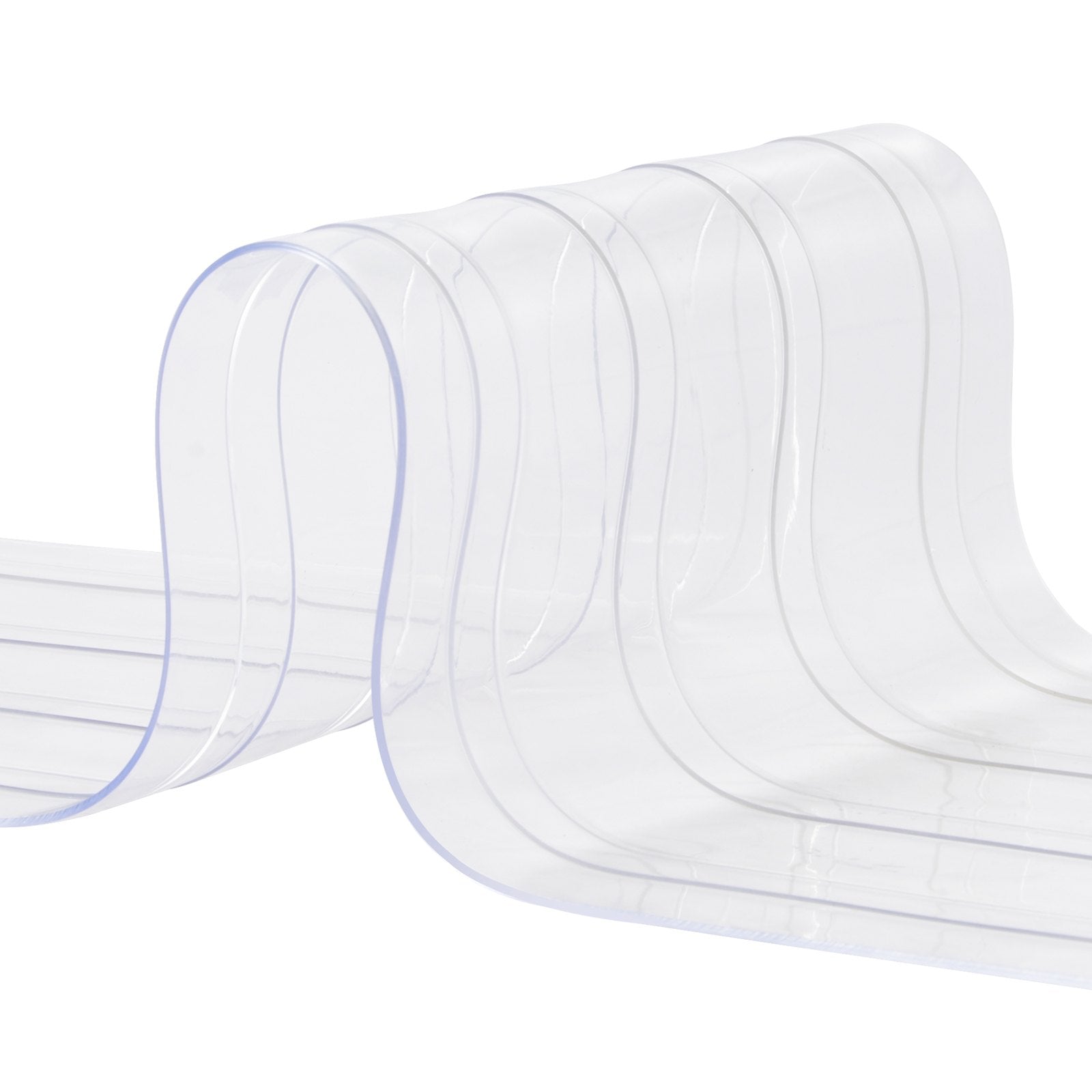 Strip Curtain, 2286 cm L x 20 cm W x 2 mm Thickness, Clear Ribbed PVC Curtain Strip Door Bulk Roll, Plastic V952-JZPVC75X81PCS684SV0