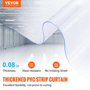 Strip Curtain, 2500 cm L x 20 cm W x 2 mm Thickness, Clear PVC Smooth Curtain Strip Door Bulk Roll, Plastic V952-JZPVC82X81PCS5GM8V0