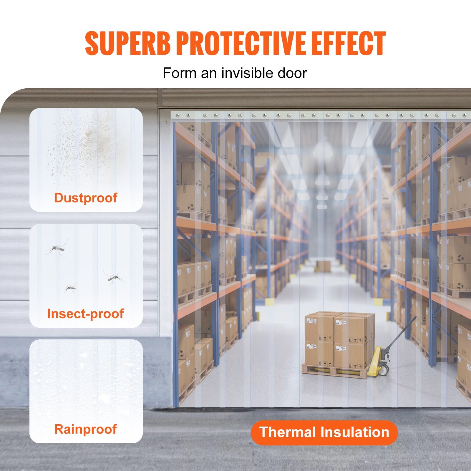 Strip Curtain, 2500 cm L x 20 cm W x 2 mm Thickness, Clear PVC Smooth Curtain Strip Door Bulk Roll, Plastic V952-JZPVC82X81PCS5GM8V0