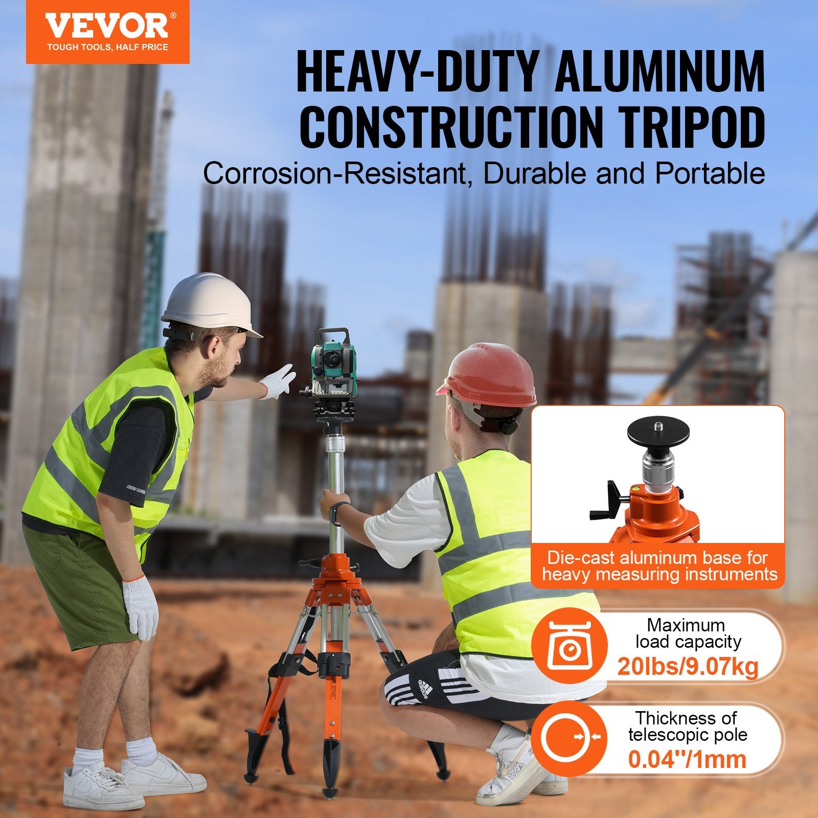 Laser Level Tripod Stand 5/8"-11 Thread 27.16-67.71 in Height Adjustment V952-JZSJJZXSJS008GPZVV0