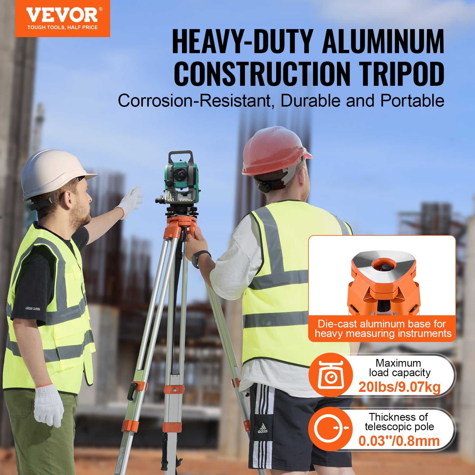 Laser Level Tripod Stand 5/8"-11 Thread 16.53-65.55 in Height Adjustment V952-JZSJJZYSSTS02U6QMV0