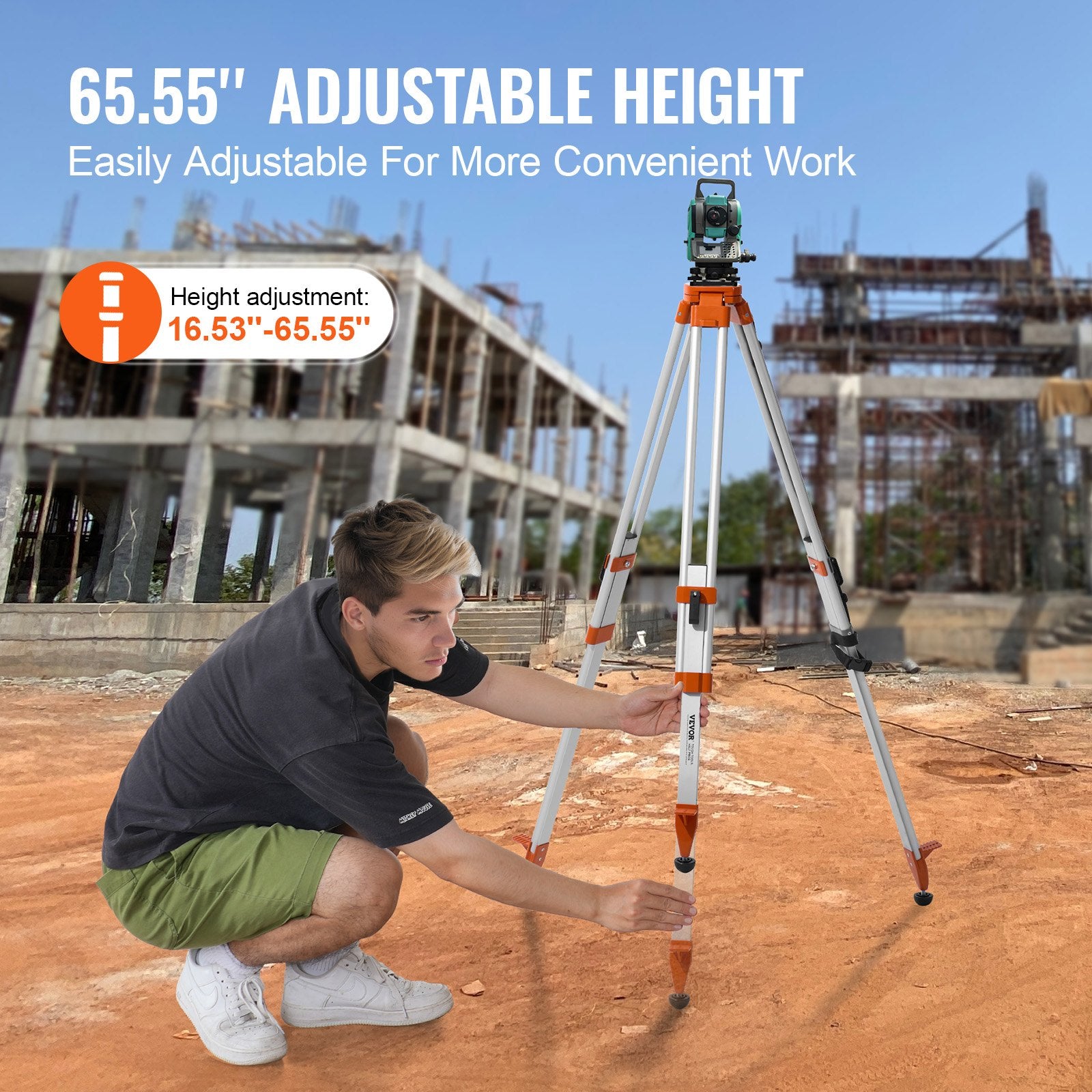Laser Level Tripod Stand 5/8"-11 Thread 16.53-65.55 in Height Adjustment V952-JZSJJZYSSTS02U6QMV0