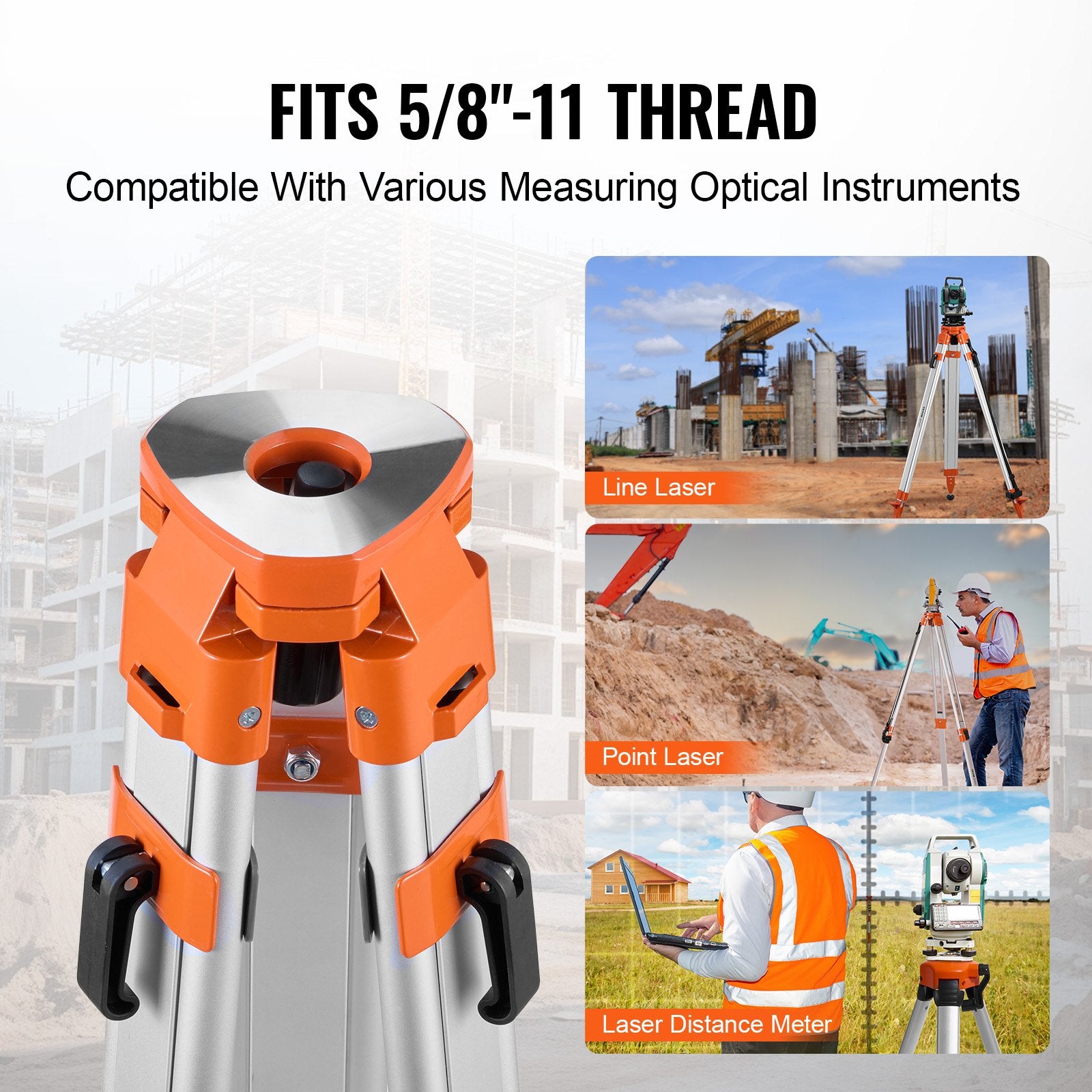 Laser Level Tripod Stand 5/8"-11 Thread 16.53-65.55 in Height Adjustment V952-JZSJJZYSSTS02U6QMV0