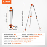 Laser Level Tripod Stand 5/8"-11 Thread 16.53-65.55 in Height Adjustment V952-JZSJJZYSSTS02U6QMV0