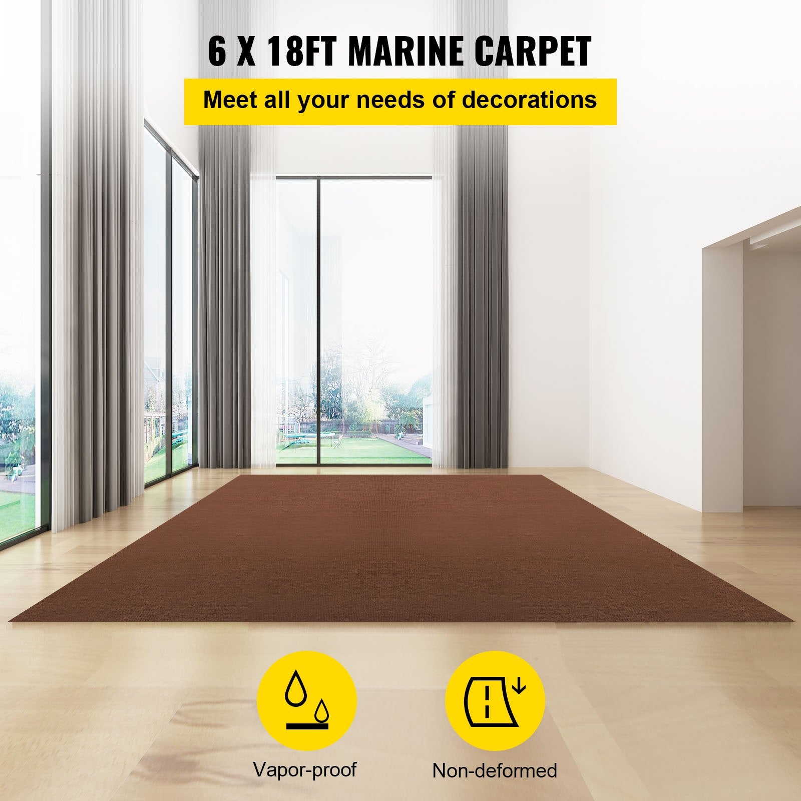 Marine Carpet, 6 x 18 ft Boat Carpeting, Deep Brown Marine Grade Boat Carpet, Indoor/Outdoor Marine Carpeting V952-JZXWDT1.85.5MRHM5V0