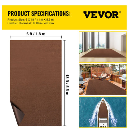Marine Carpet, 6 x 18 ft Boat Carpeting, Deep Brown Marine Grade Boat Carpet, Indoor/Outdoor Marine Carpeting V952-JZXWDT1.85.5MRHM5V0