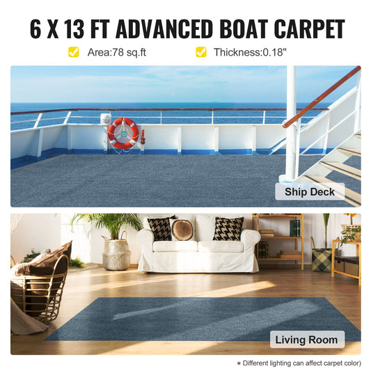 Marine Carpet 6x13ft Boat Area Rug Roll Cutpile In/Outdoor Patio Deck Gray, 1.8x4m V952-JZXWDTHS1.8X4M001V0