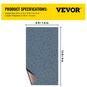 Marine Carpet 6x13ft Boat Area Rug Roll Cutpile In/Outdoor Patio Deck Gray, 1.8x4m V952-JZXWDTHS1.8X4M001V0