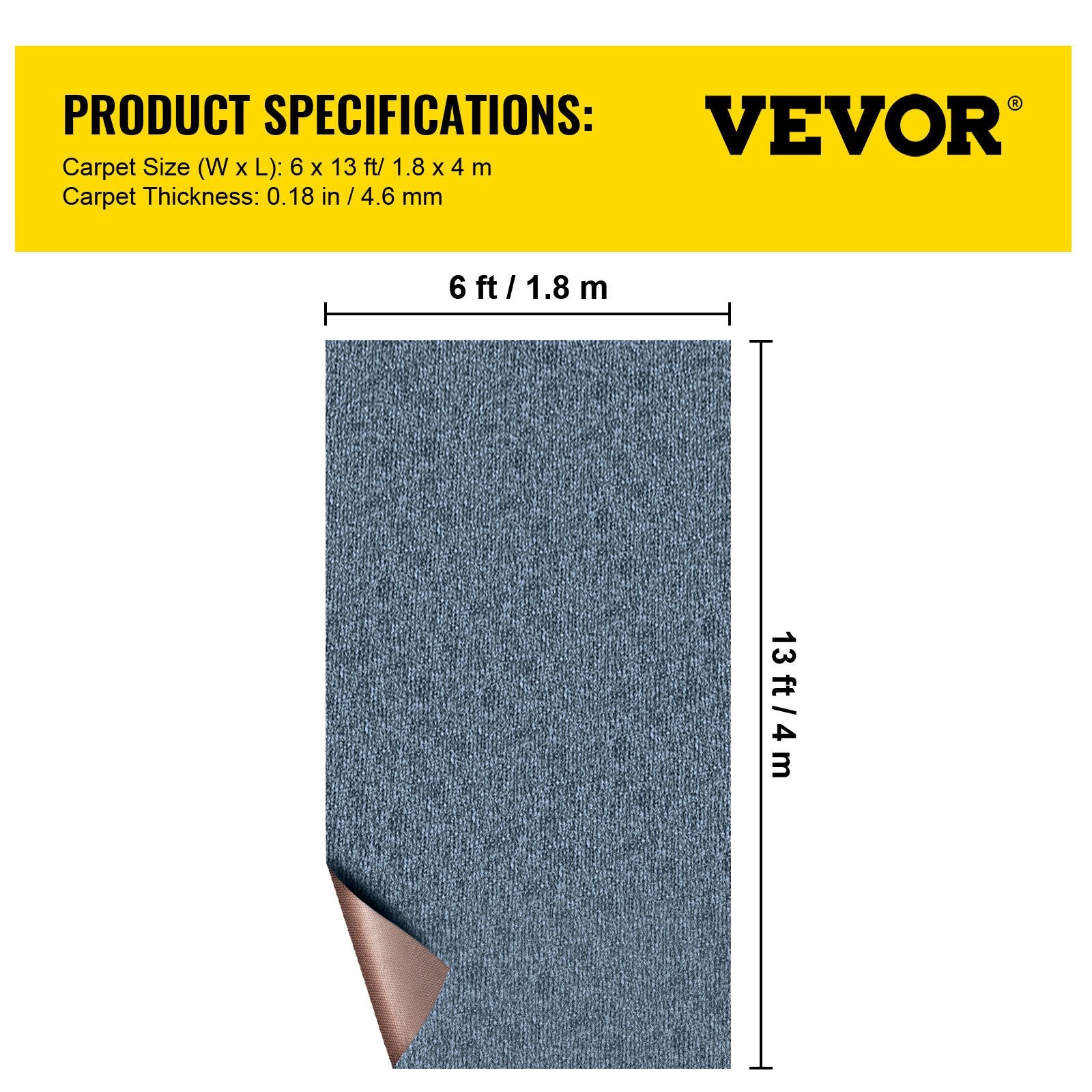 Marine Carpet 6x13ft Boat Area Rug Roll Cutpile In/Outdoor Patio Deck Gray, 1.8x4m V952-JZXWDTHS1.8X4M001V0