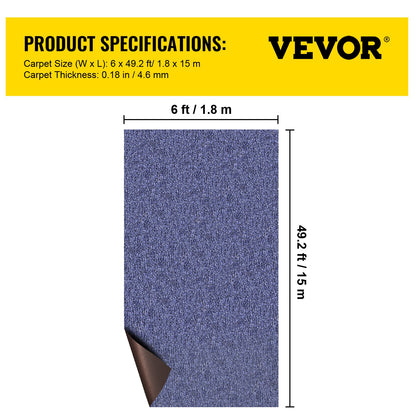 Deep Blue Marine Carpet 6 ft x 49.2 ft Marine Carpeting Marine Grade Carpet for Boats with Waterproof Back V952-JZXWDTLS1.8X15M01V0