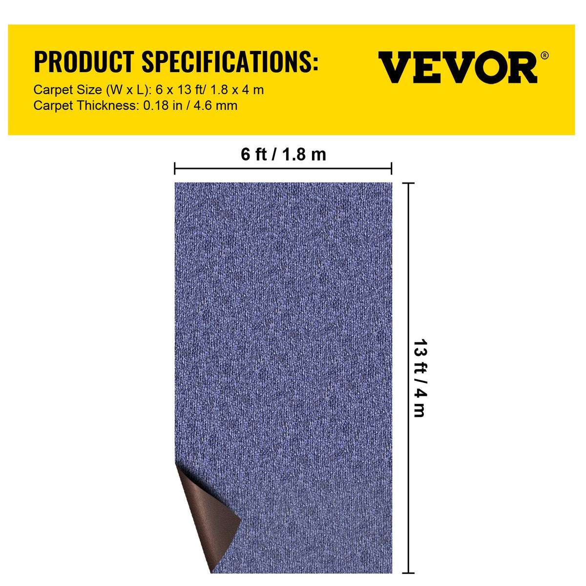 Indoor Outdoor Rug Carpet Blue 6x13ft Area Rugs Runner for Patio Deck,1.8x4m V952-JZXWDTLS1.8X4M001V0