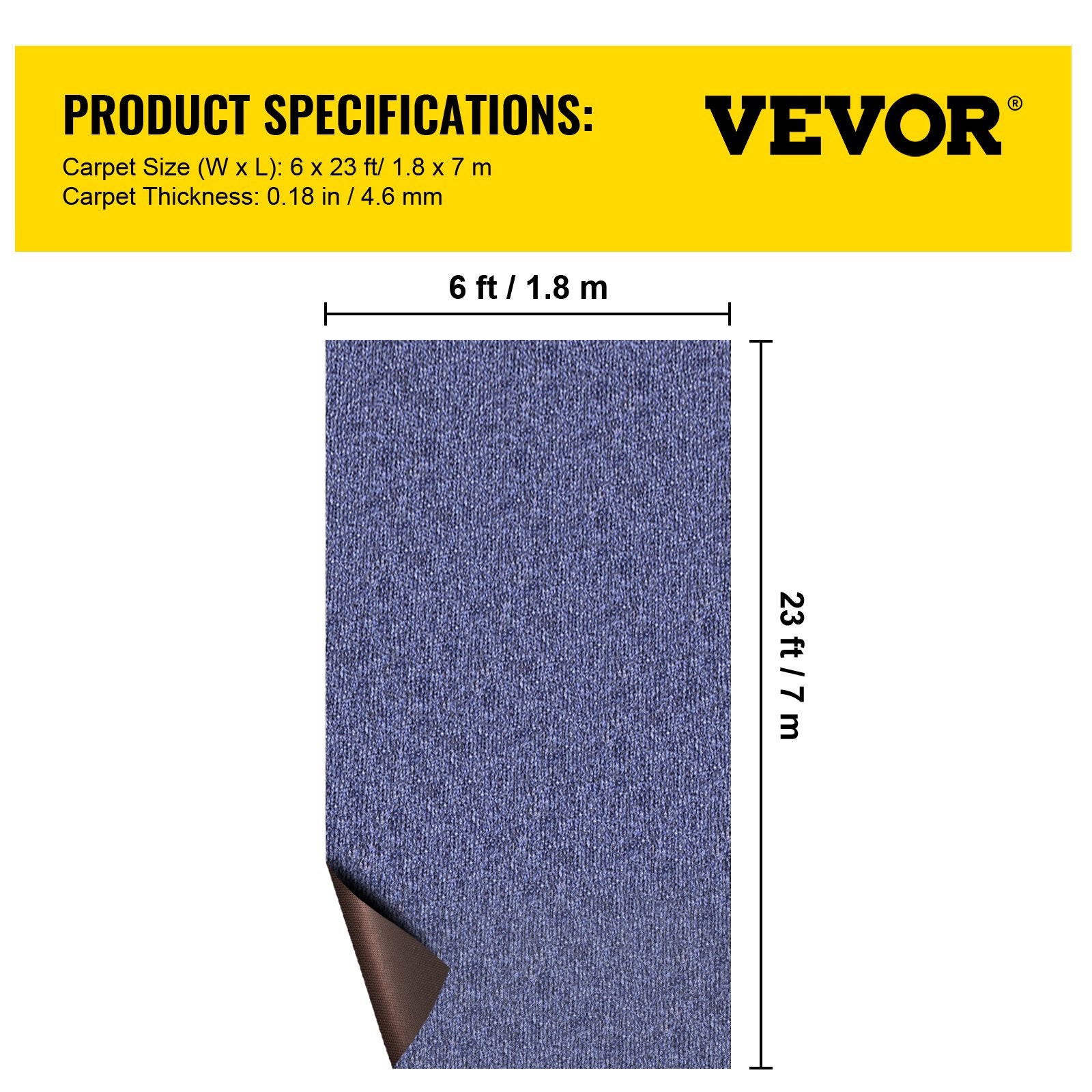 Indoor Outdoor Rug Carpet Blue 6x23ft Area Rugs Runner for Patio Deck, 1.8x7m V952-JZXWDTLS1.8X7M001V0