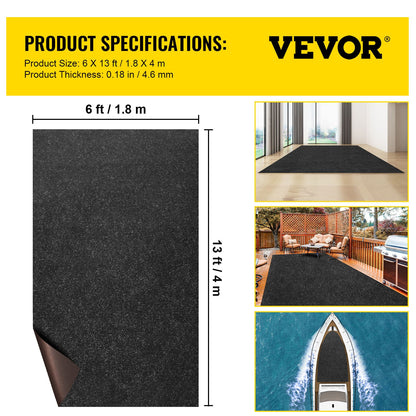 Bass Boat Carpet Cutpile Marine Carpet 6 x 13 ft Charcoal Black In/Outdoor V952-JZXWDTTH1.84MAXUHV0