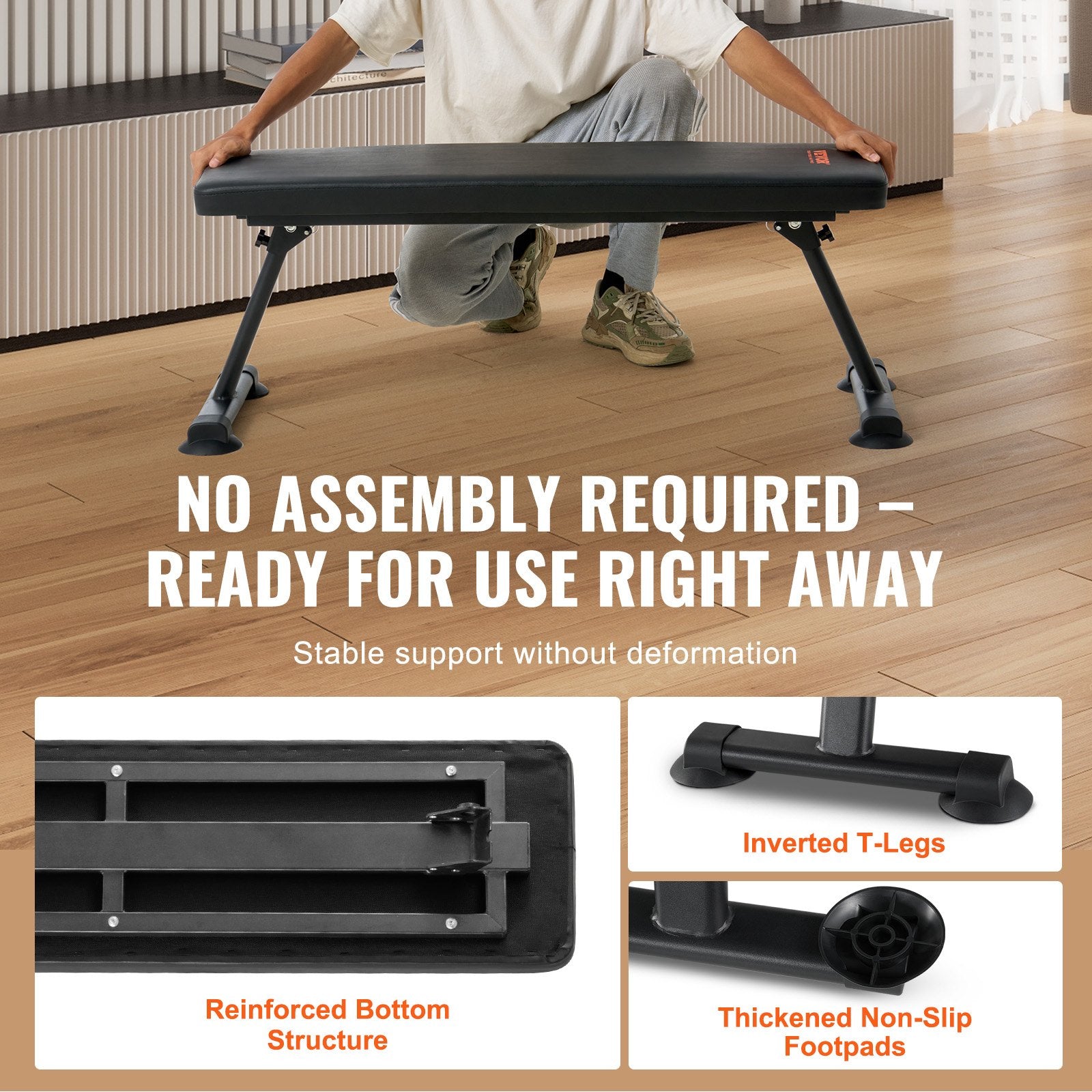 Flat Weight Bench, Foldable Strength Training Bench, Utility Workout Bench for Full Body Workout, 1000 LBS V952-JZZBGPB00000I783BV0