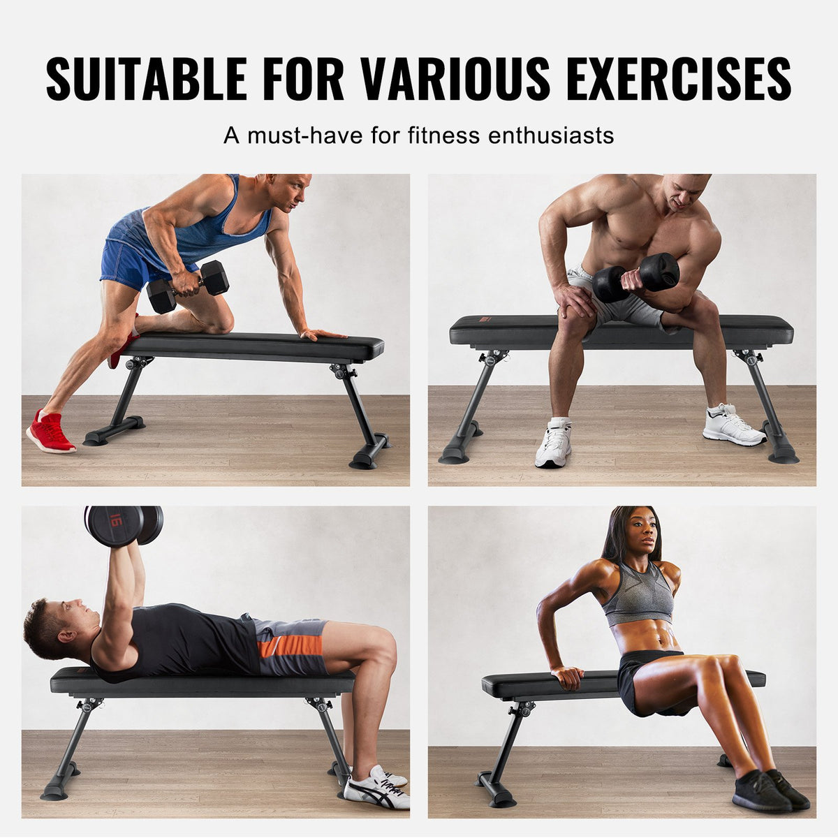 Flat Weight Bench, Foldable Strength Training Bench, Utility Workout Bench for Full Body Workout, 1000 LBS V952-JZZBGPB00000I783BV0