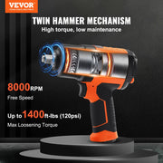 1/2-Inch Air Impact Wrench, High Torque Up to 1400 ft-lbs, Lightweight 4.6 lb Design Pneumatic Impact Gun V952-K1350N121650N3SQOV0