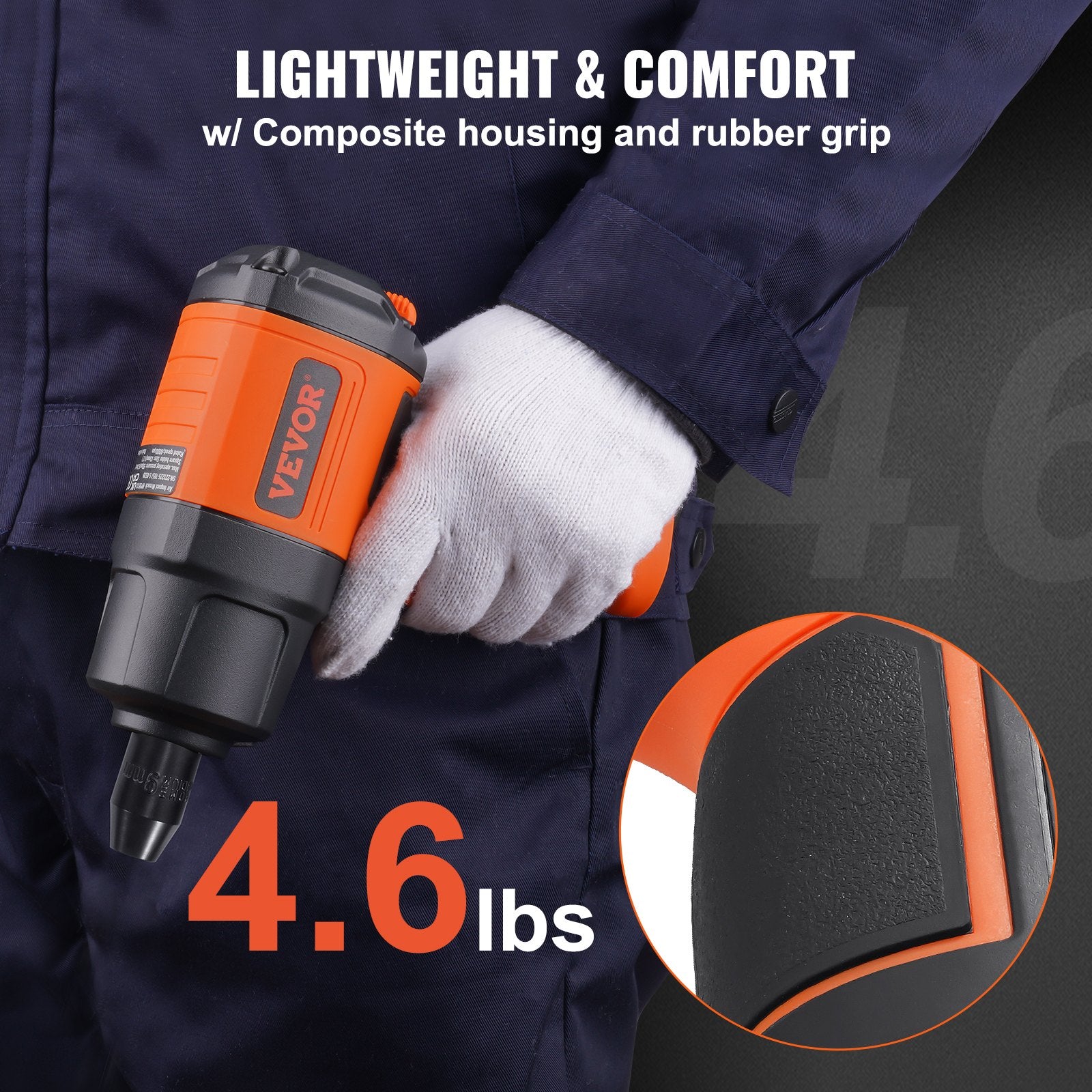 1/2-Inch Air Impact Wrench, High Torque Up to 1400 ft-lbs, Lightweight 4.6 lb Design Pneumatic Impact Gun V952-K1350N121650N3SQOV0