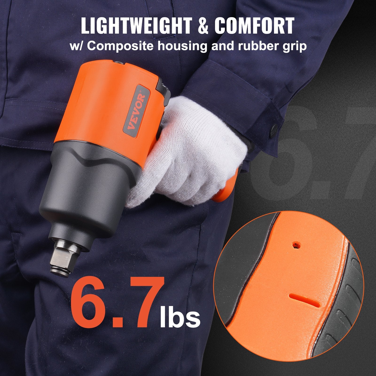 Air Impact Wrench, 3/4-Inch Drive Air Impact Gun, Up to 1870ft-lbs Nut-busting Torque, Composite Pneumatic V952-K2000N342200NXS66V0