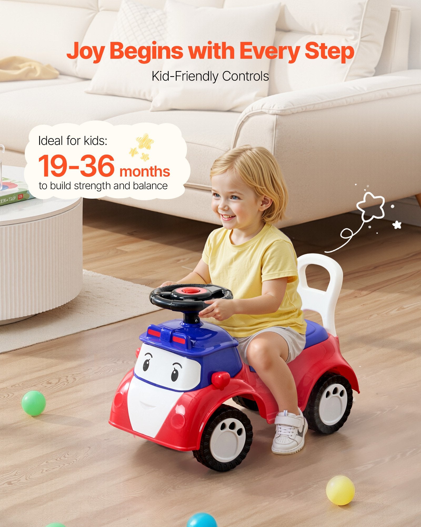 Ride On Toddler Push Car, Push Car for Toddler 19 to 36 Months, Kids Ride On Toy with Music & Under-seat V952-KBKETCZSTCHSXICER001V9