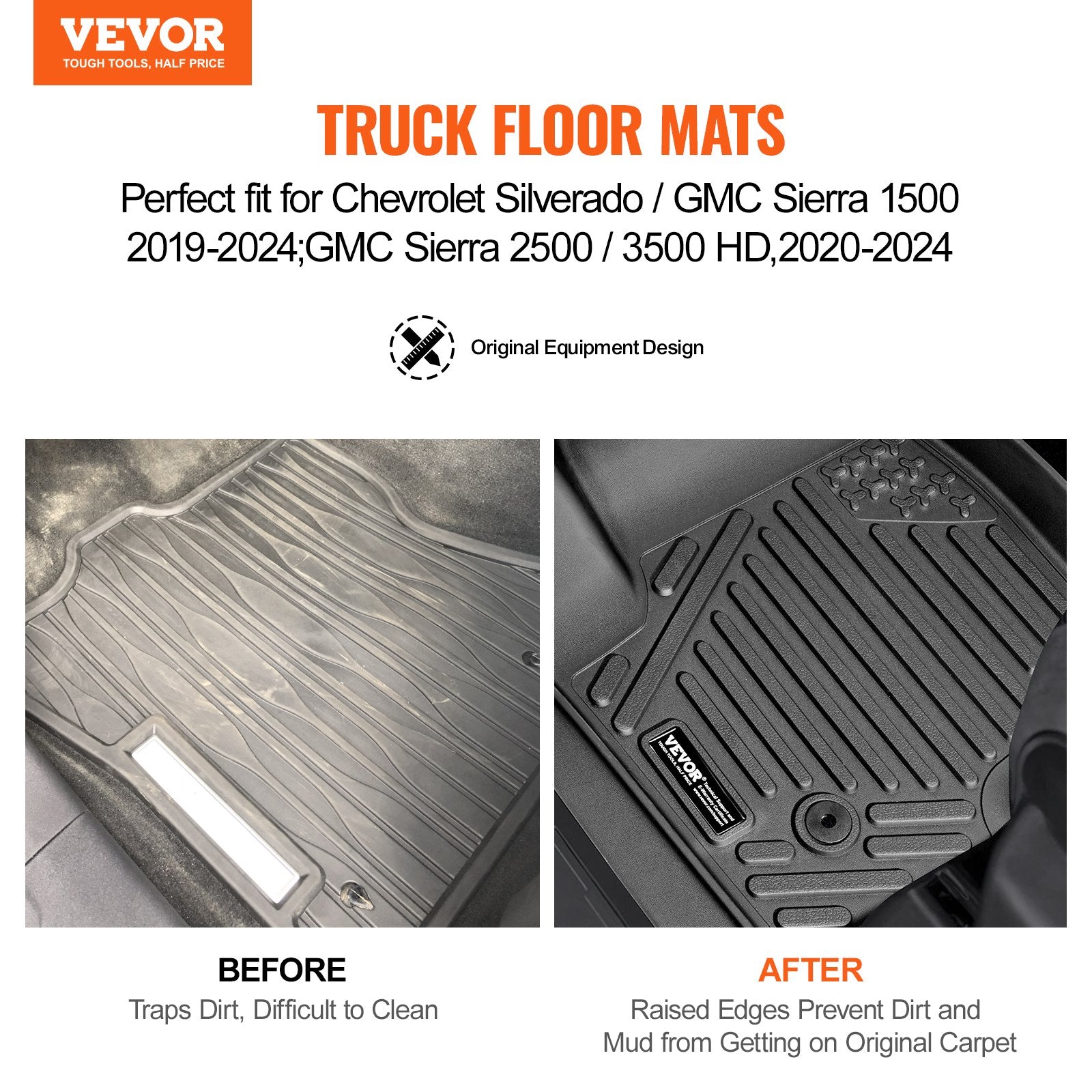 Automotive Floor Mats Fits for Chevrolet Silverado/GMC Sierra 1500 3 pcs V952-KCDBDXFLSILVY37NOV0