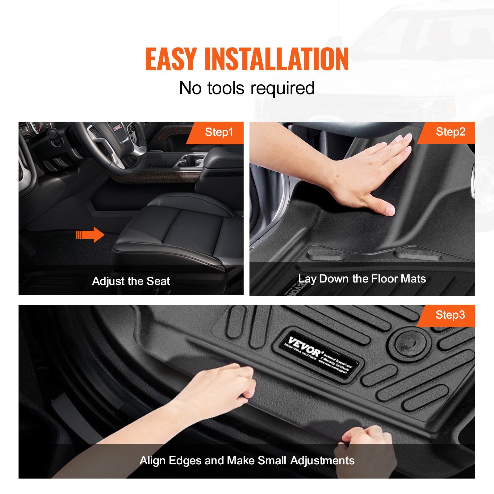 Automotive Floor Mats Fits for Chevrolet Silverado/GMC Sierra 1500 3 pcs V952-KCDBDXFLSILVY37NOV0