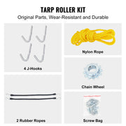 Hand Crank Tarp Roller Kit, 1.6-2.6 m Wide, Aluminum Alloy, Manual Cab Level Dump Truck Tarp Roller with 17.8 V952-KCGTTJHJ6010496T3V0