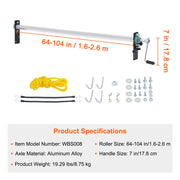 Hand Crank Tarp Roller Kit, 1.6-2.6 m Wide, Aluminum Alloy, Manual Cab Level Dump Truck Tarp Roller with 17.8 V952-KCGTTJHJ6010496T3V0