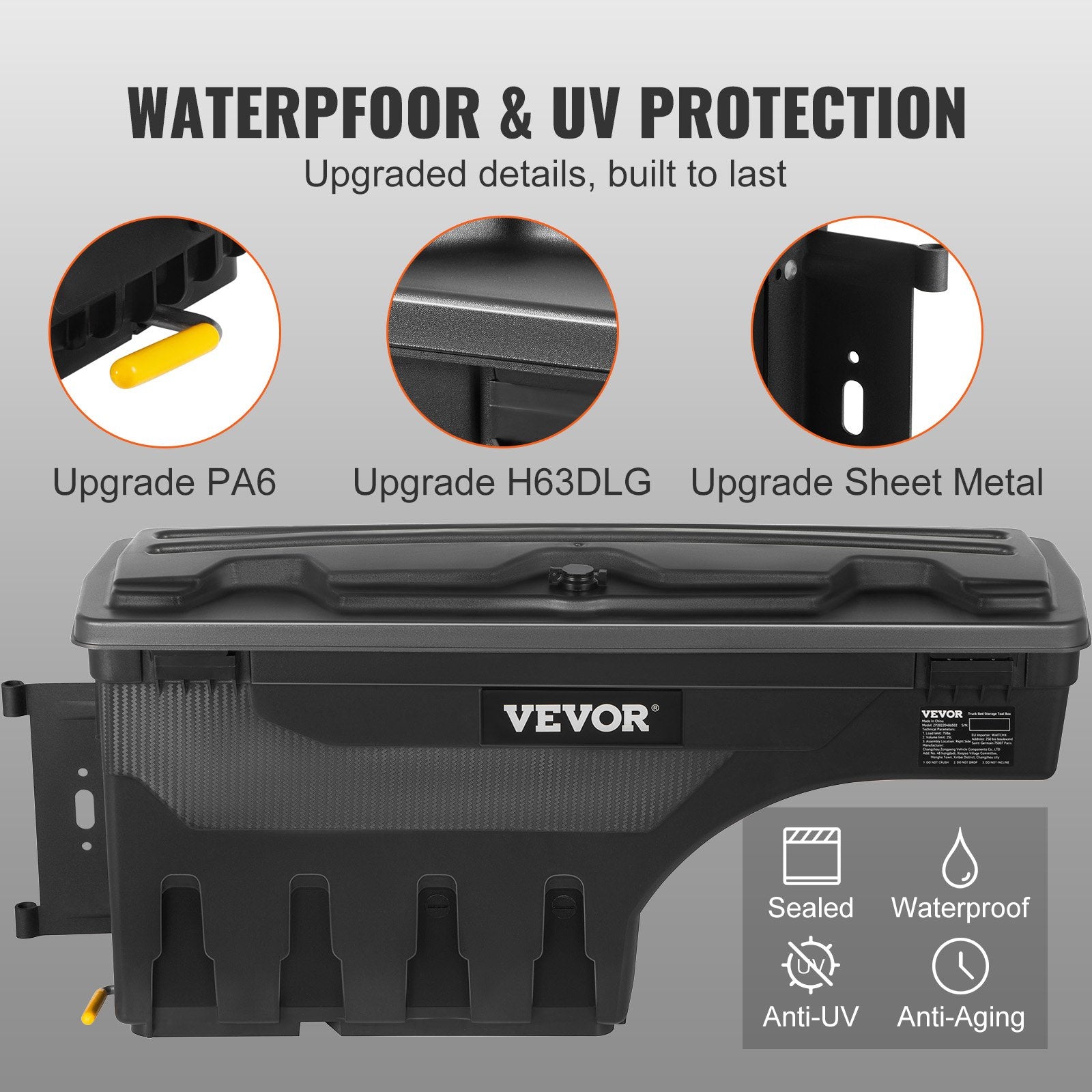Truck Bed Storage Box, Lockable Swing Case with Password Padlock, 6.6 Gal/25 L ABS Wheel Well Tool Box, V952-KCLJGFORDF150N5OTV0