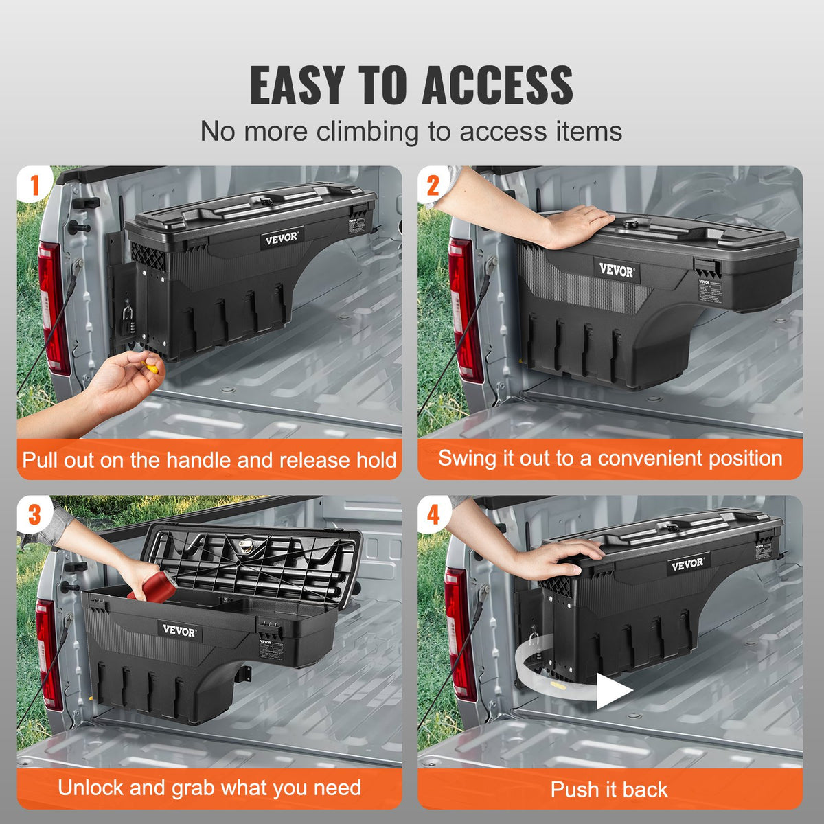 Truck Bed Storage Box, Lockable Swing Case with Password Padlock, 6.6 Gal/25 L ABS Wheel Well Tool Box, V952-KCLJGFORDF150N5OTV0