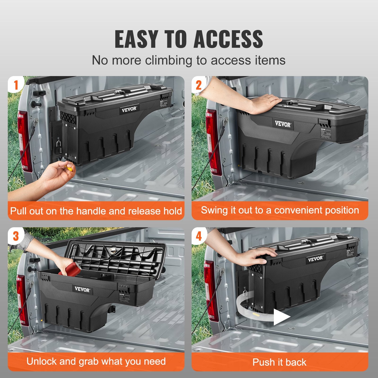 Truck Bed Storage Box, Lockable Swing Case with Password Padlock, 6.6 Gal/25 L ABS Wheel Well Tool Box, V952-KCLJGFORDF150N5OTV0