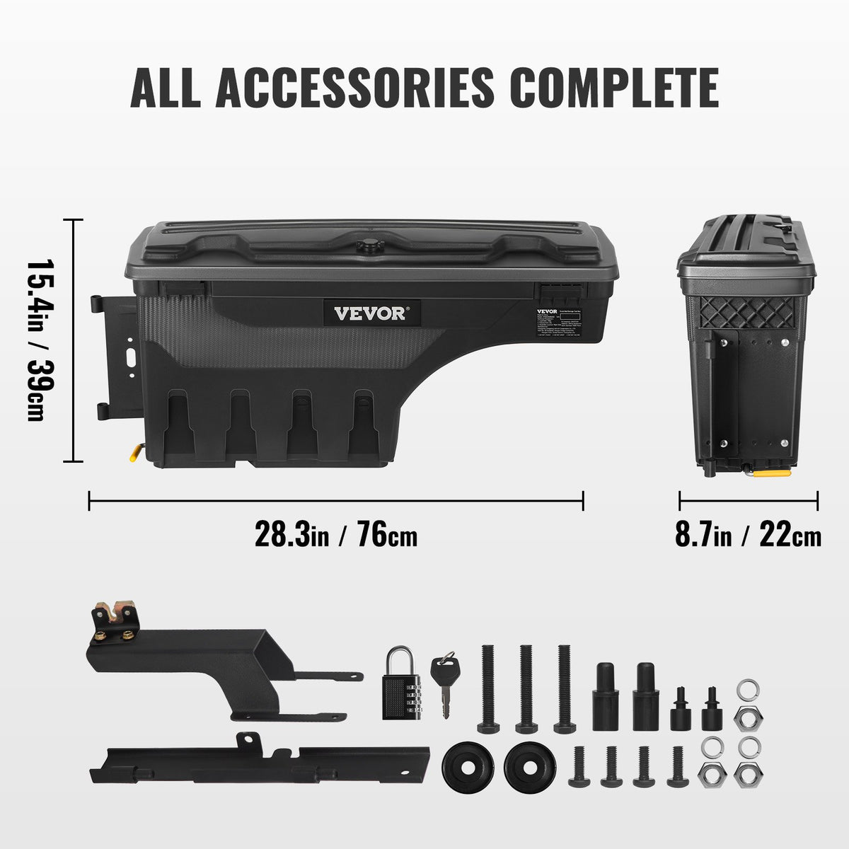 Truck Bed Storage Box, Lockable Swing Case with Password Padlock, 6.6 Gal/25 L ABS Wheel Well Tool Box, V952-KCLJGFORDF150N5OTV0