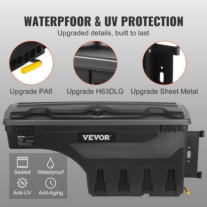Truck Bed Storage Box, Lockable Swing Case with Password Padlock, 6.6 Gal/25 L ABS Wheel Well Tool Box, V952-KCLJGFORDF150SLEXV0