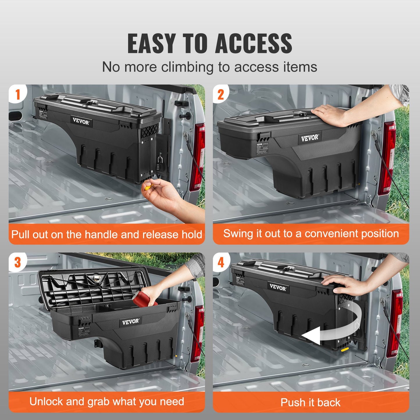 Truck Bed Storage Box, Lockable Swing Case with Password Padlock, 6.6 Gal/25 L ABS Wheel Well Tool Box, V952-KCLJGFORDF150SLEXV0
