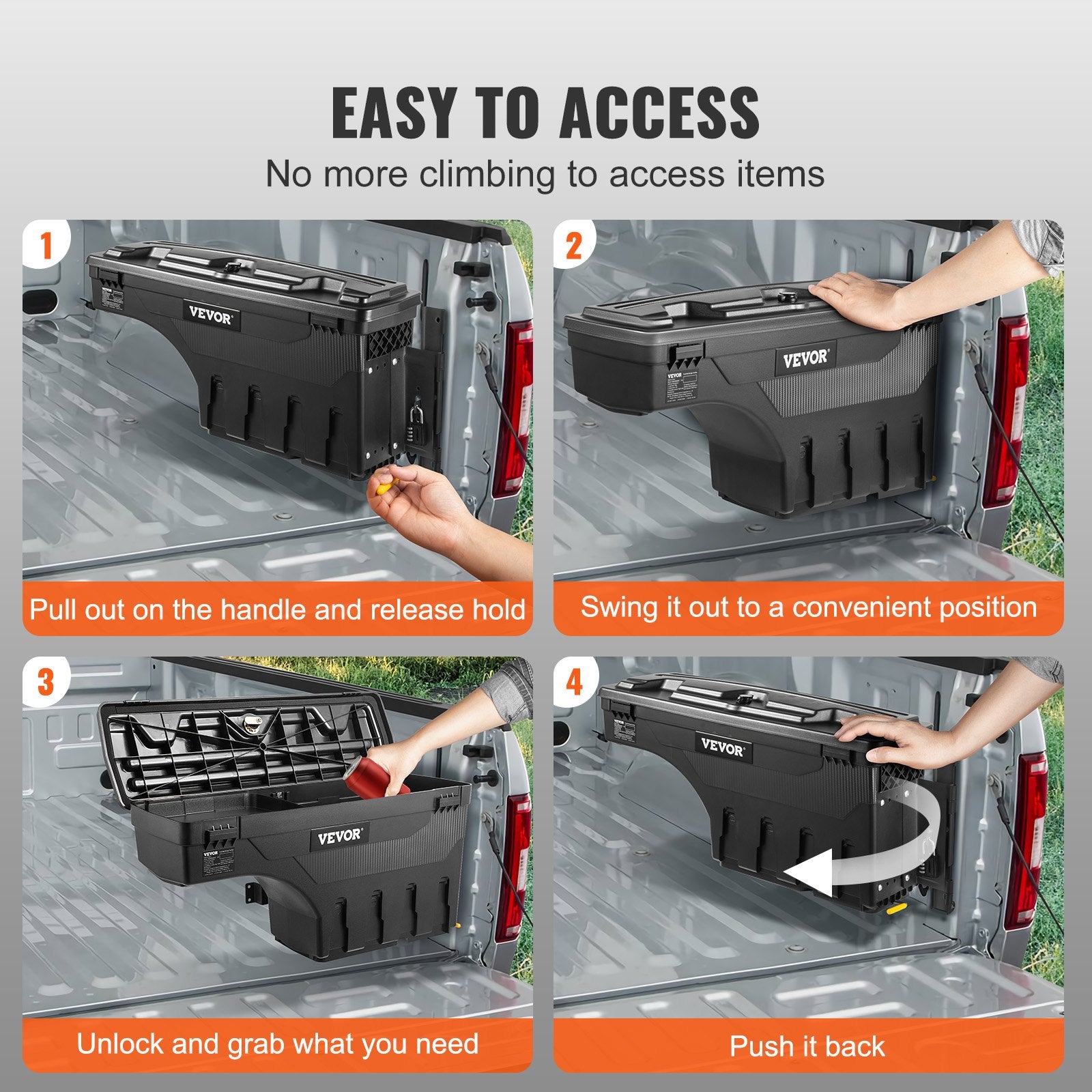 Truck Bed Storage Box, Lockable Swing Case with Password Padlock, 6.6 Gal/25 L ABS Wheel Well Tool Box, V952-KCLJGFORDF150SLEXV0