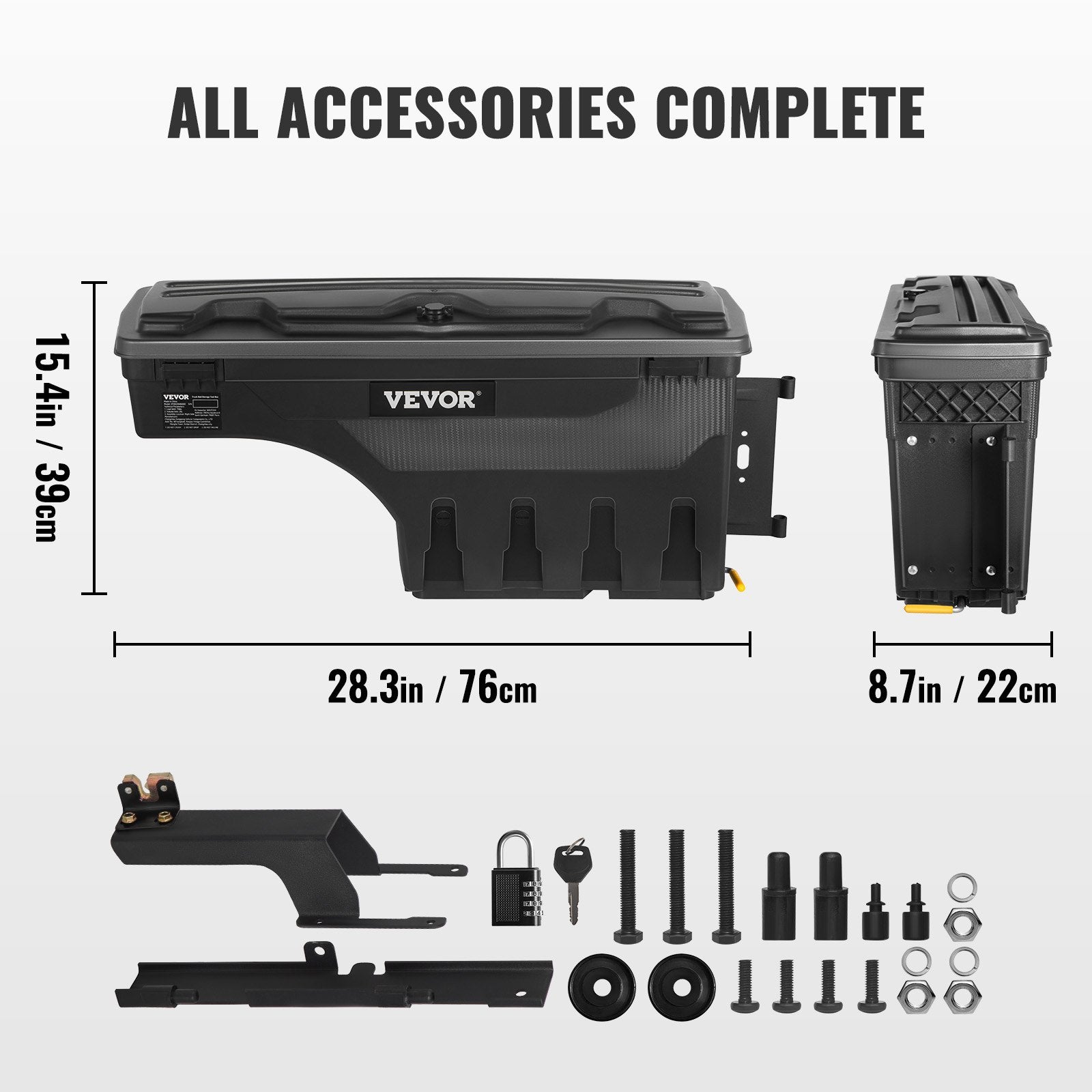 Truck Bed Storage Box, Lockable Swing Case with Password Padlock, 6.6 Gal/25 L ABS Wheel Well Tool Box, V952-KCLJGFORDF150SLEXV0