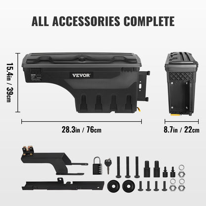 Truck Bed Storage Box, Lockable Swing Case with Password Padlock, 6.6 Gal/25 L ABS Wheel Well Tool Box, V952-KCLJGFORDF150SLEXV0