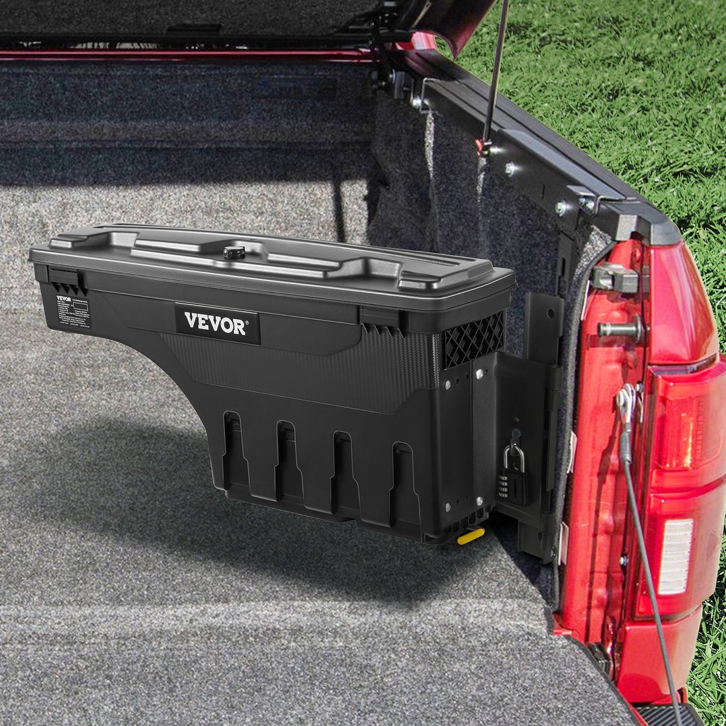 Truck Bed Storage Box, Lockable Swing Case with Password Padlock, 6.6 Gal/25 L ABS Wheel Well Tool Box, V952-KCLJGFORDF150SLEXV0