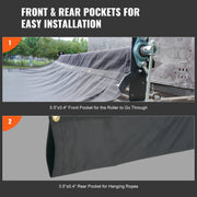 Dump Truck Mesh Tarp, 5 x 14 ft, PVC Coated Black Heavy Duty Cover with 5.5" 18oz Double Pocket, Brass V952-KCPVC5X1418OZKBIKV0