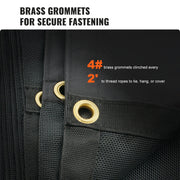 Dump Truck Mesh Tarp, 5 x 14 ft, PVC Coated Black Heavy Duty Cover with 5.5" 18oz Double Pocket, Brass V952-KCPVC5X1418OZKBIKV0