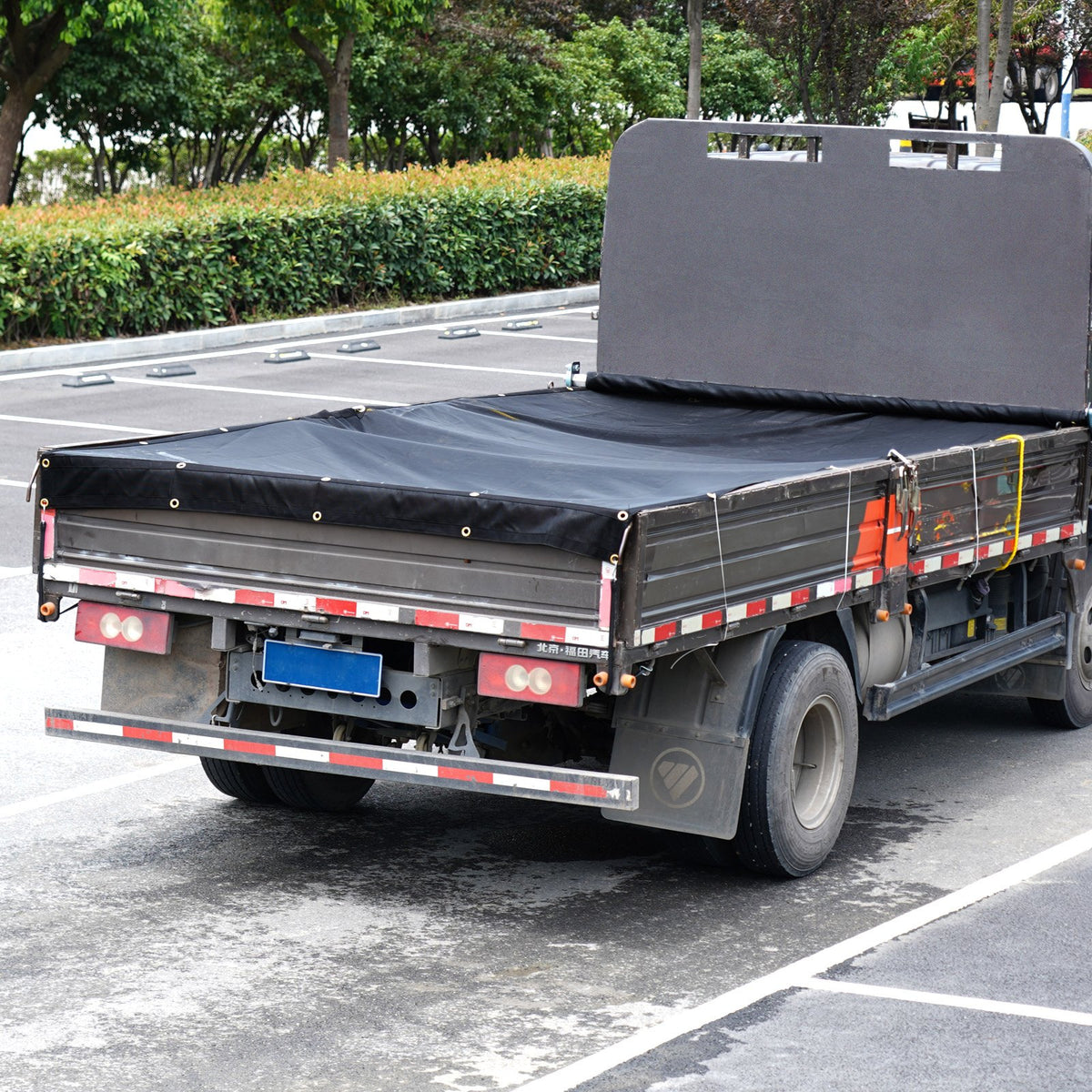 Dump Truck Mesh Tarp, 5 x 14 ft, PVC Coated Black Heavy Duty Cover with 5.5" 18oz Double Pocket, Brass V952-KCPVC5X1418OZKBIKV0
