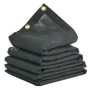 Dump Truck Mesh Tarp, 5 x 14 ft, PVC Coated Black Heavy Duty Cover with 5.5" 18oz Double Pocket, Brass V952-KCPVC5X1418OZKBIKV0